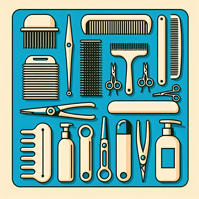 dog grooming tools laid out