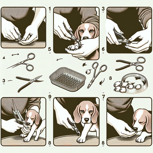 trimming a Beagle's nails with dog clippers