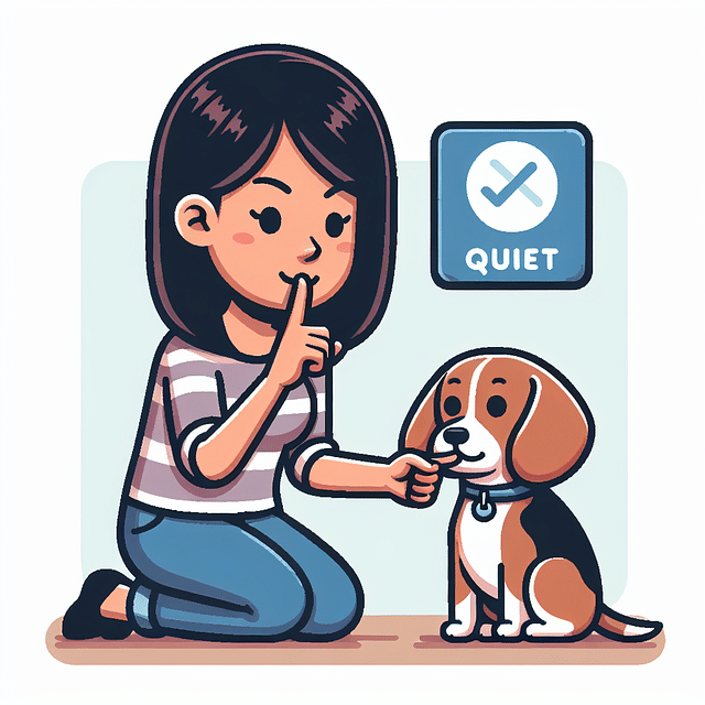 Owner training Beagle to be quiet