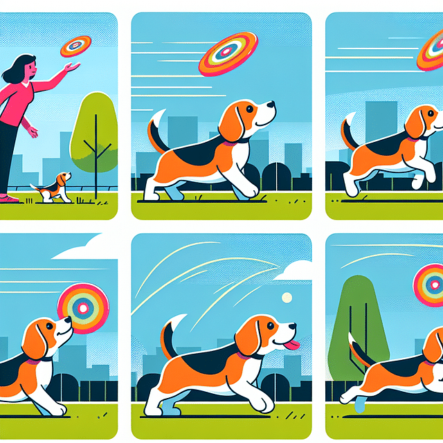 Beagle playing fetch and exercising