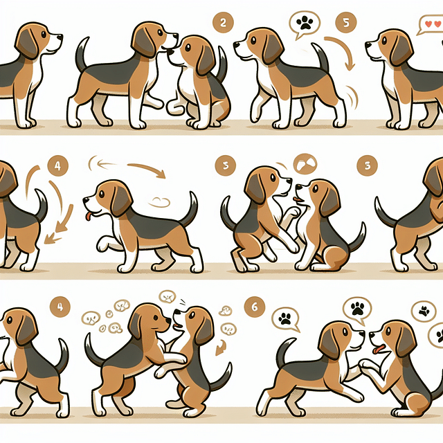 Beagle socializing with other dogs