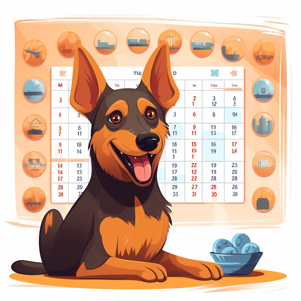 A calendar with a daily routine for a dog