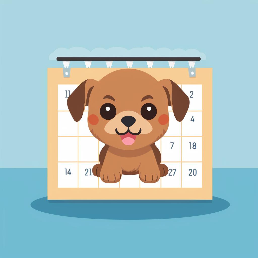 A calendar or schedule indicating a routine for a Bogle puppy