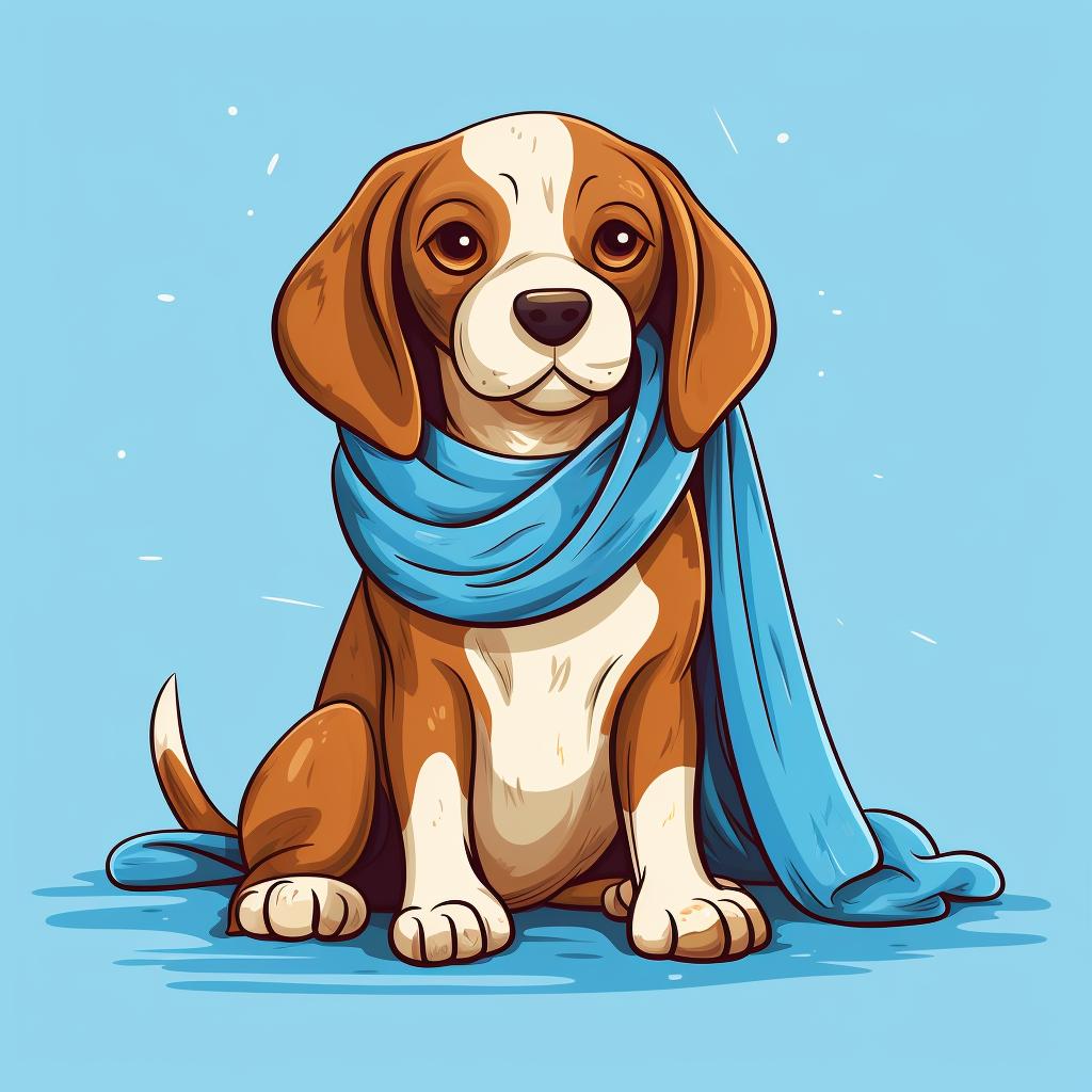 A Blue Tick Beagle being dried with a towel.