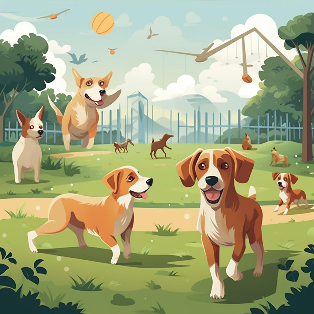 A Beagle Terrier Mix playing in a dog park with other dogs