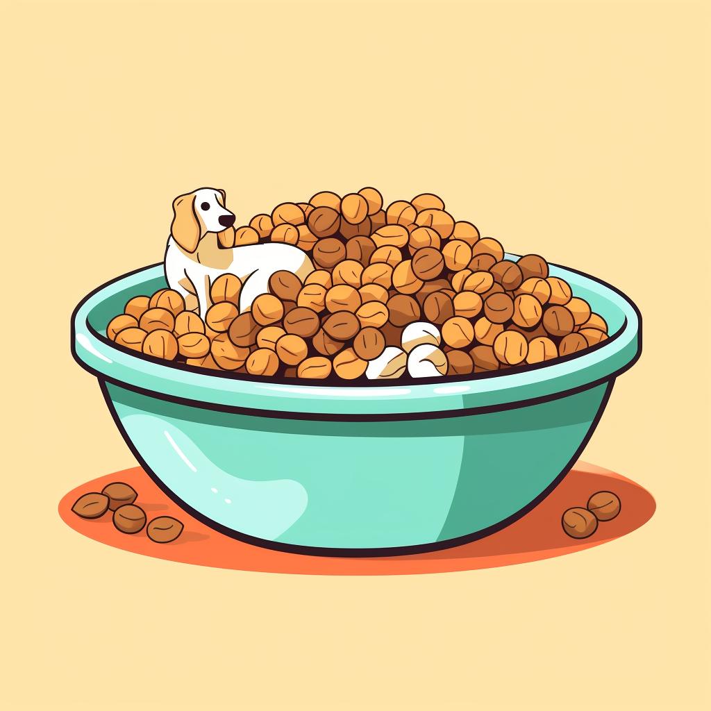 A bowl of balanced dog food